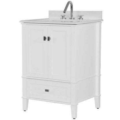 25" Single Vanity In White With Quartz Top - 800631-25-WH