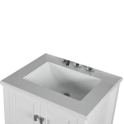 25" Single Vanity In White With Quartz Top - 800631-25-WH