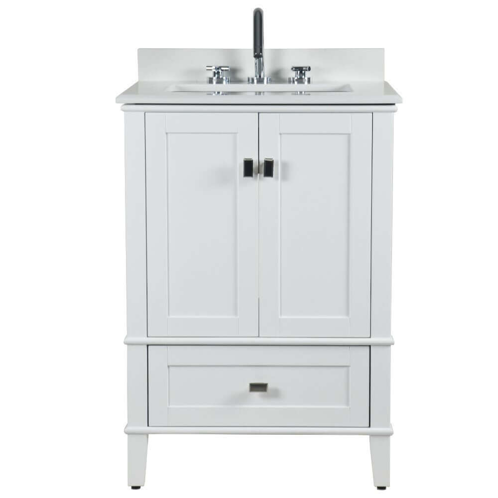 25" Single Vanity In White With Quartz Top - 800631-25-WH