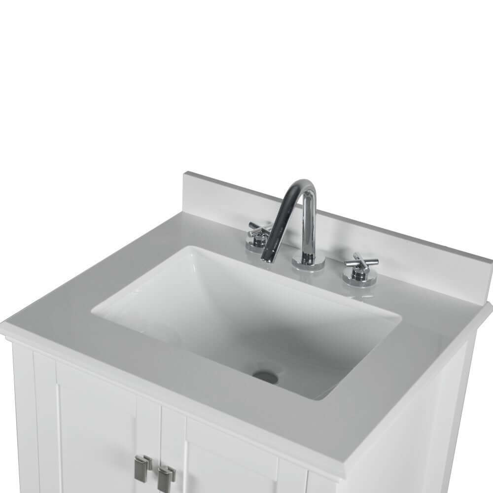 25" Single Vanity In White With Quartz Top - 800631-25-WH