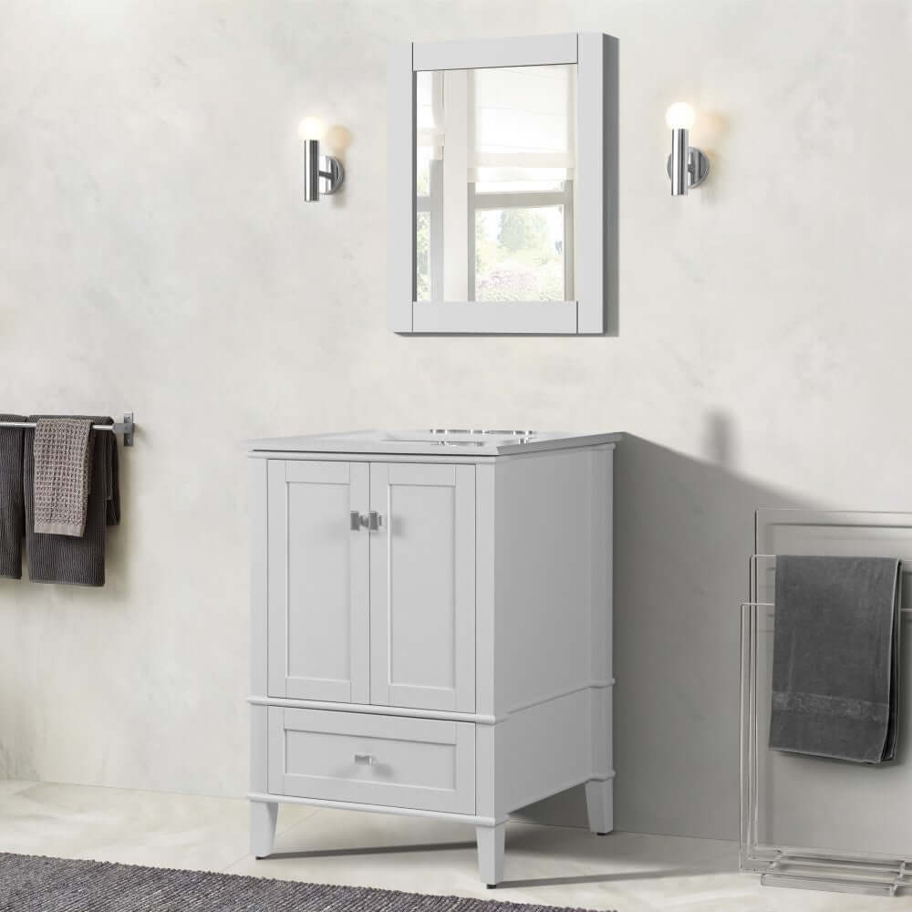 25" Single Vanity In White With Quartz Top - 800631-25-WH