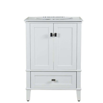 25" Single Vanity In White With Quartz Top - 800631-25-WH