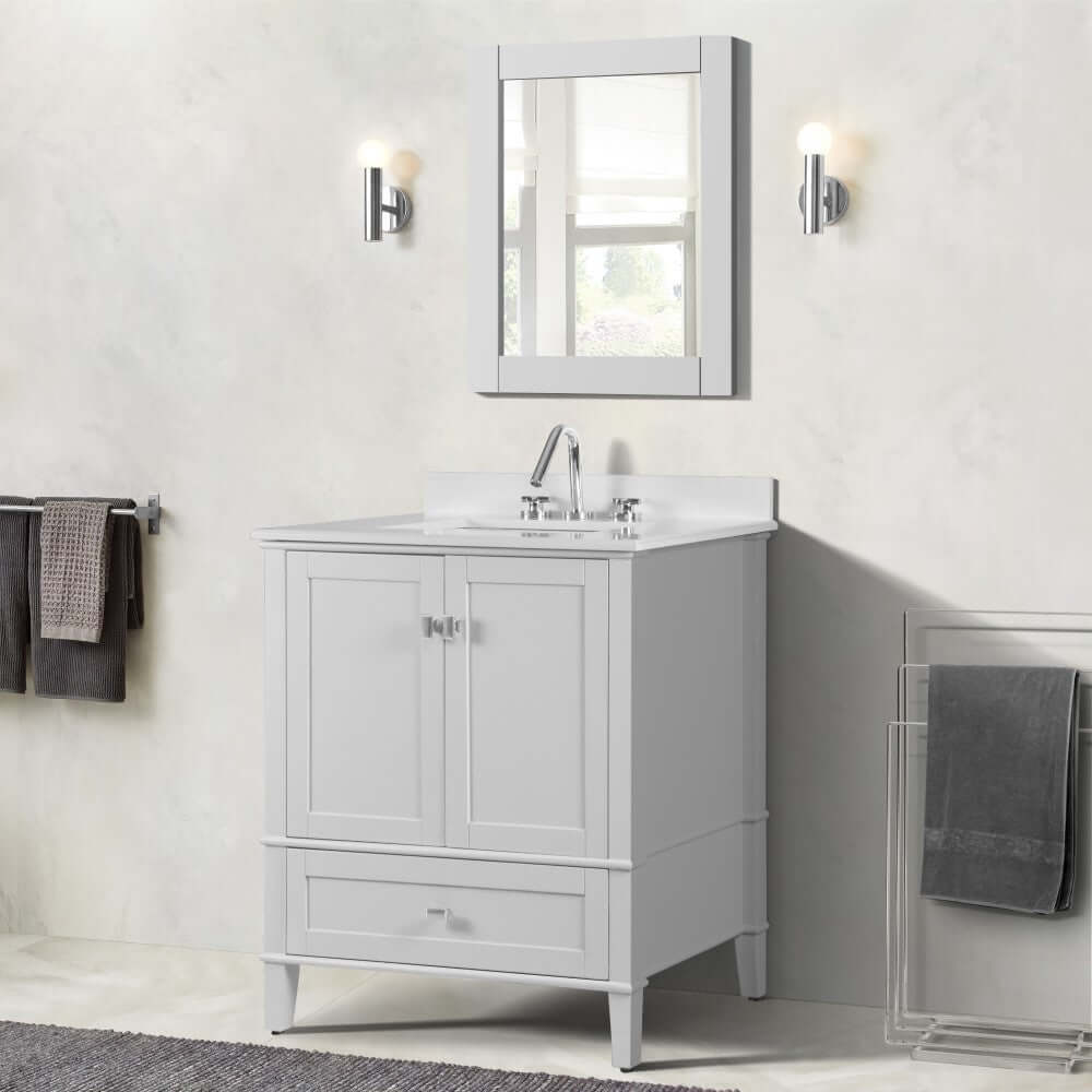 31" Single Vanity In White With Quartz Top - 800631-31-WH