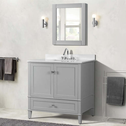 37" Single Vanity In L/Gray With Quartz Top - 800631-37-LG