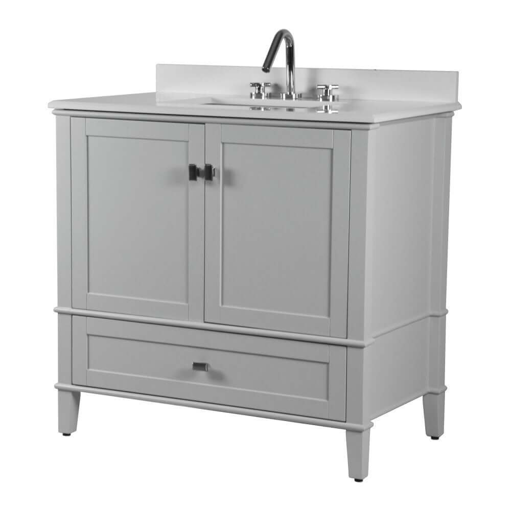 37" Single Vanity In L/Gray With Quartz Top - 800631-37-LG