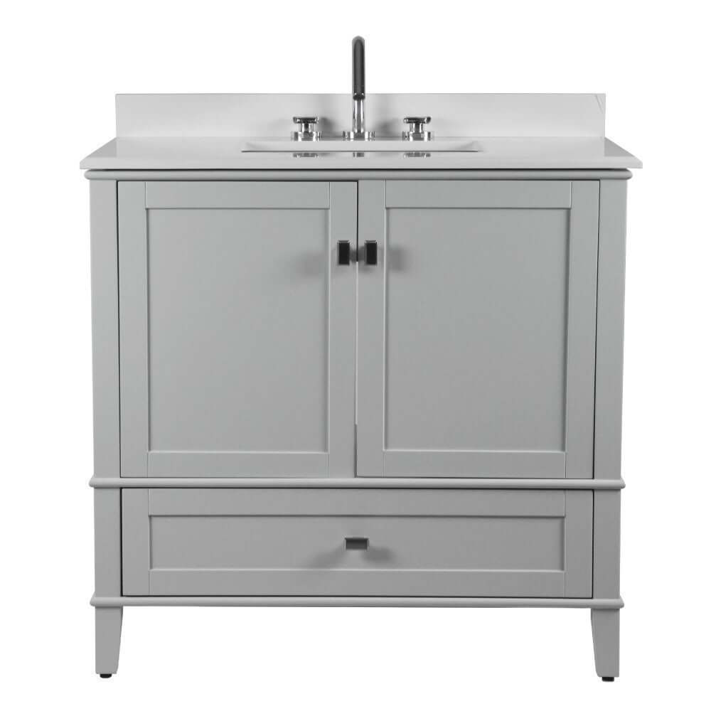 37" Single Vanity In L/Gray With Quartz Top - 800631-37-LG