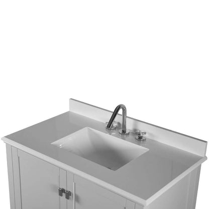 37" Single Vanity In L/Gray With Quartz Top - 800631-37-LG