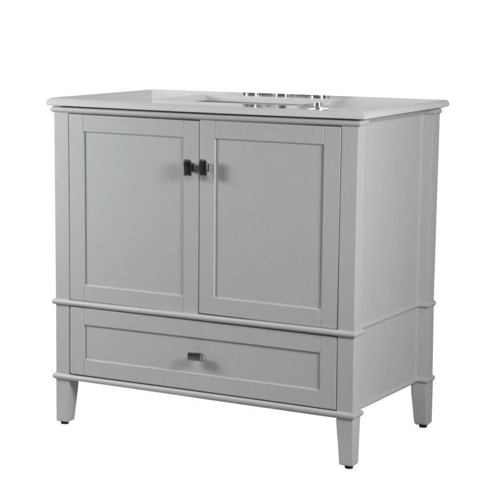 37" Single Vanity In L/Gray With Quartz Top - 800631-37-LG