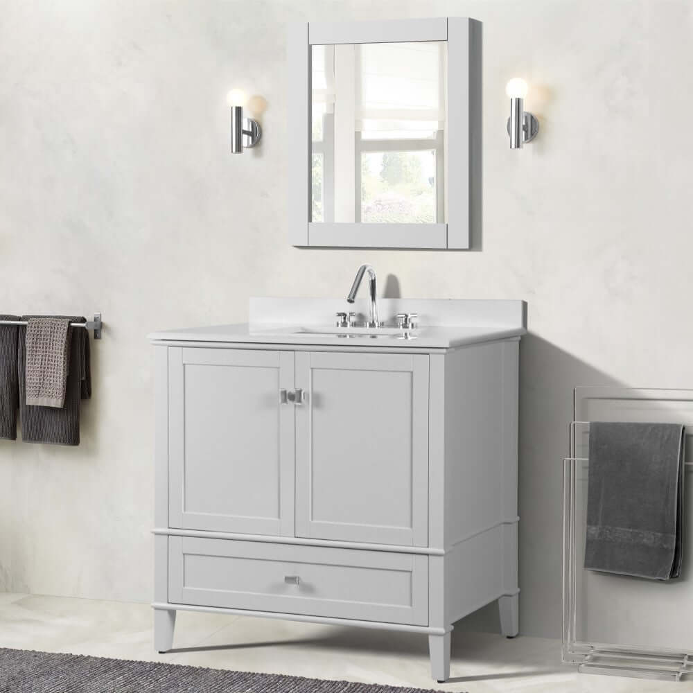 37" Single Vanity In White With Quartz Top - 800631-37-WH