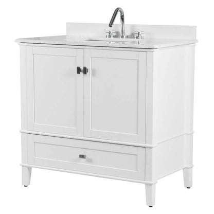 37" Single Vanity In White With Quartz Top - 800631-37-WH