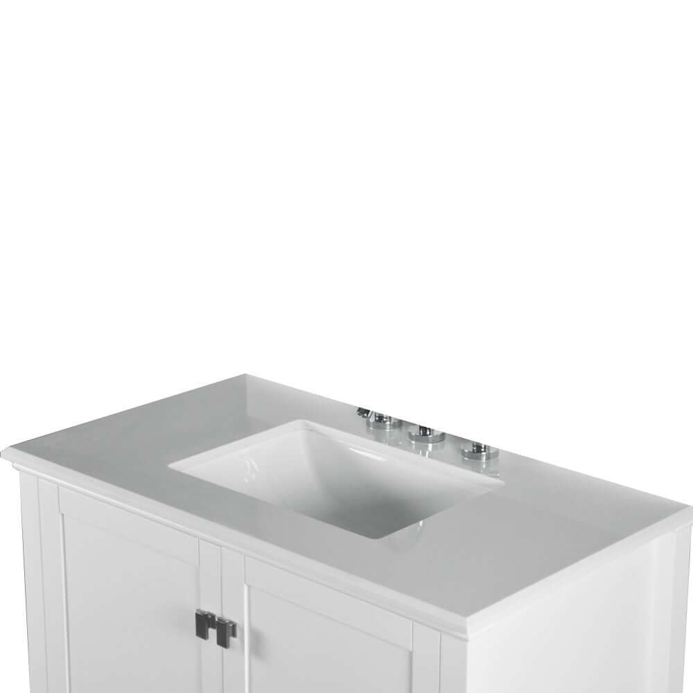 37" Single Vanity In White With Quartz Top - 800631-37-WH