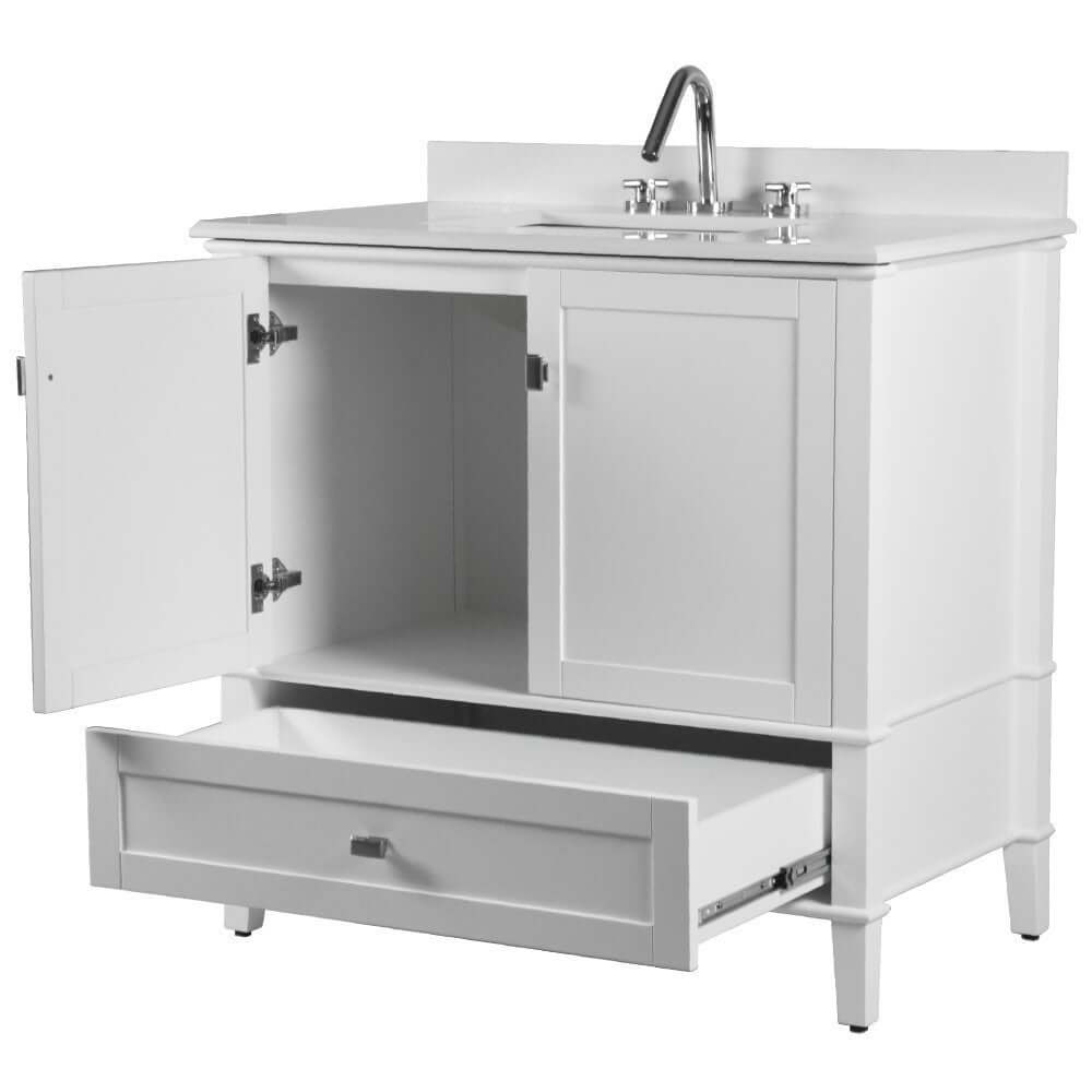 37" Single Vanity In White With Quartz Top - 800631-37-WH