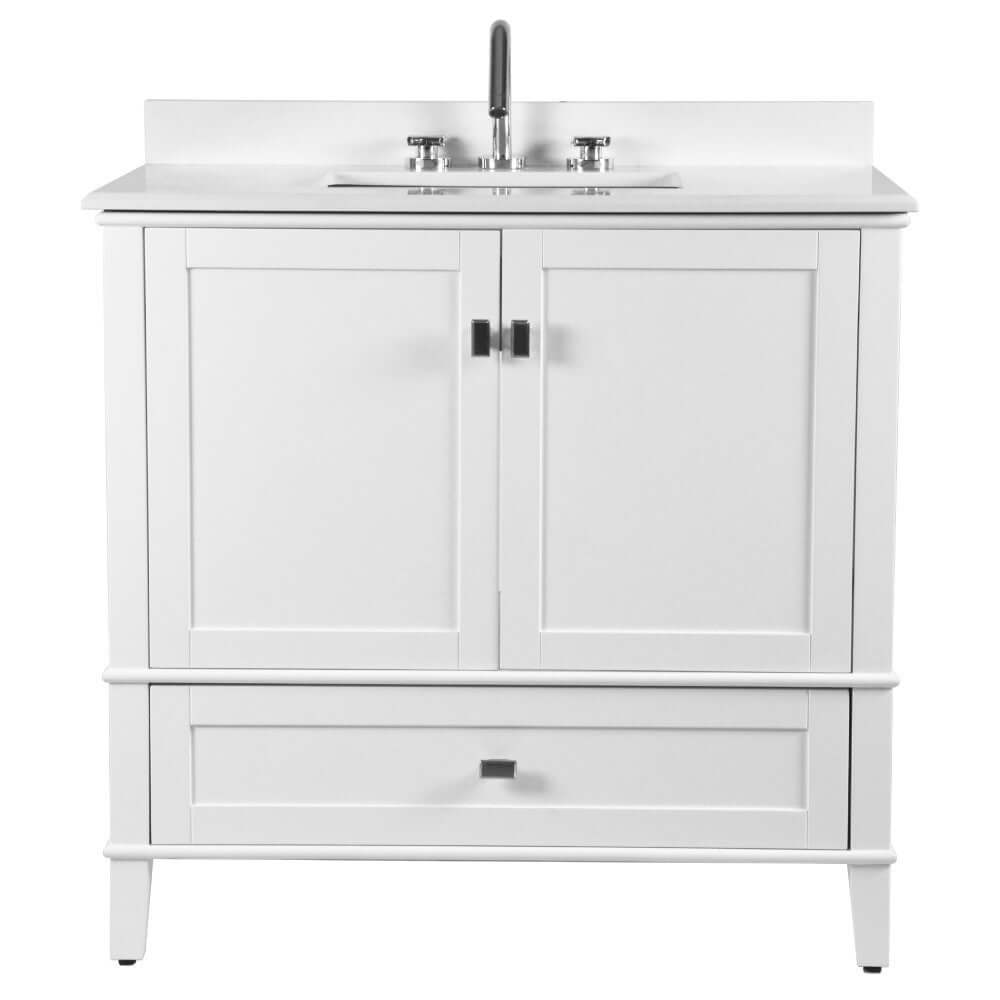 37" Single Vanity In White With Quartz Top - 800631-37-WH