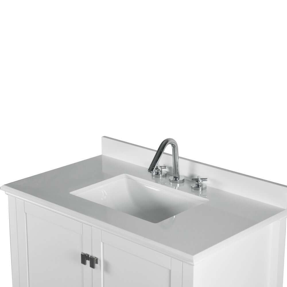 37" Single Vanity In White With Quartz Top - 800631-37-WH