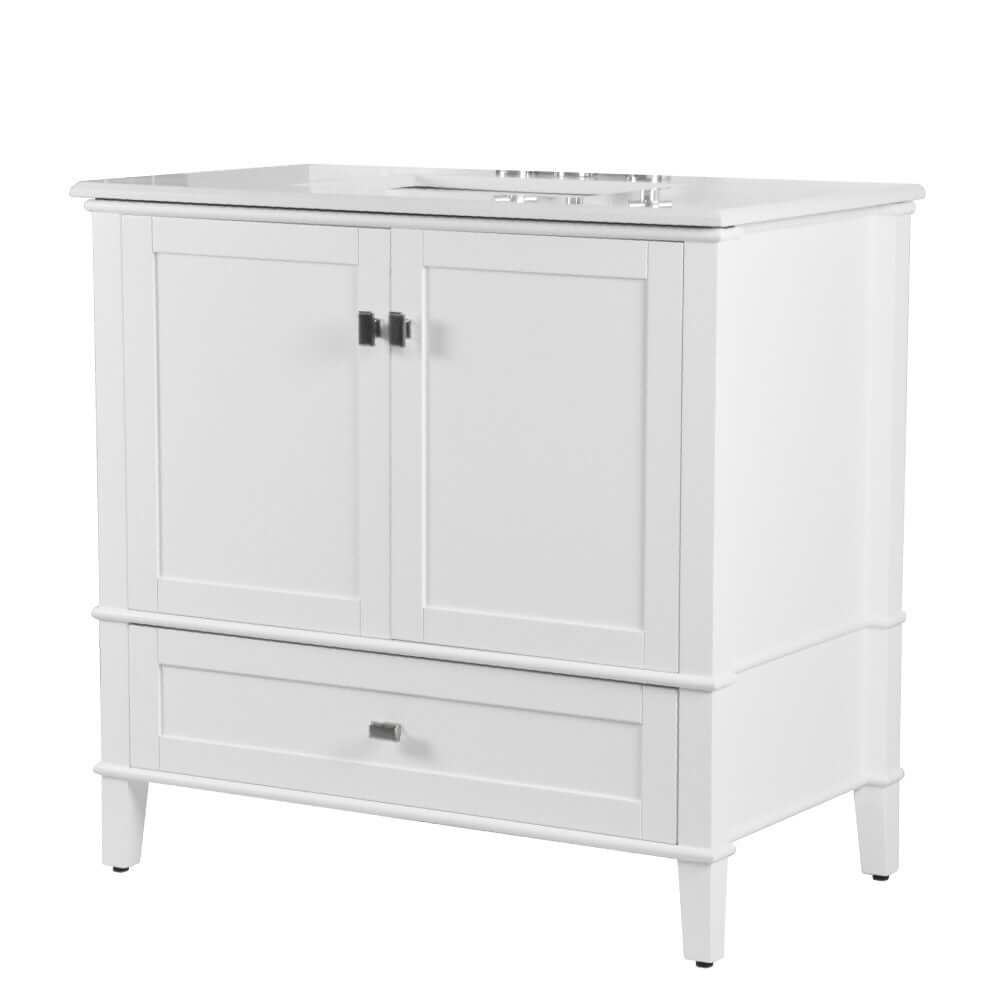 37" Single Vanity In White With Quartz Top - 800631-37-WH