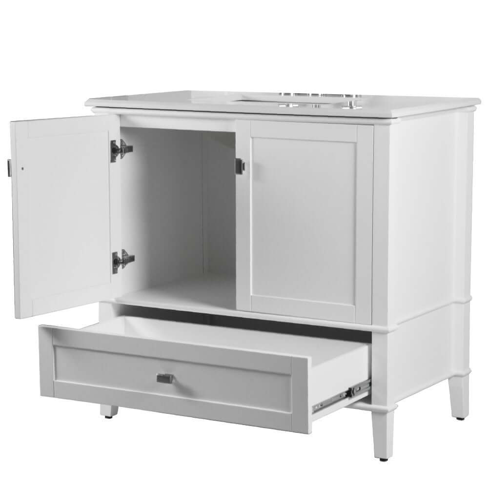 37" Single Vanity In White With Quartz Top - 800631-37-WH