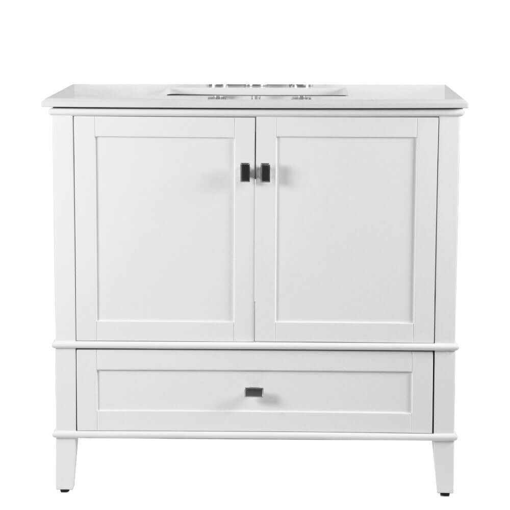 37" Single Vanity In White With Quartz Top - 800631-37-WH