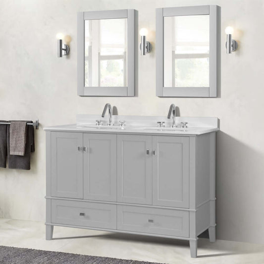 49" Double Vanity In L/Gray With Quartz Top - 800631-49D-LG