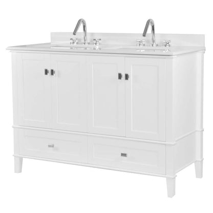 49" Double Vanity In White With Quartz Top - 800631-49D-WH