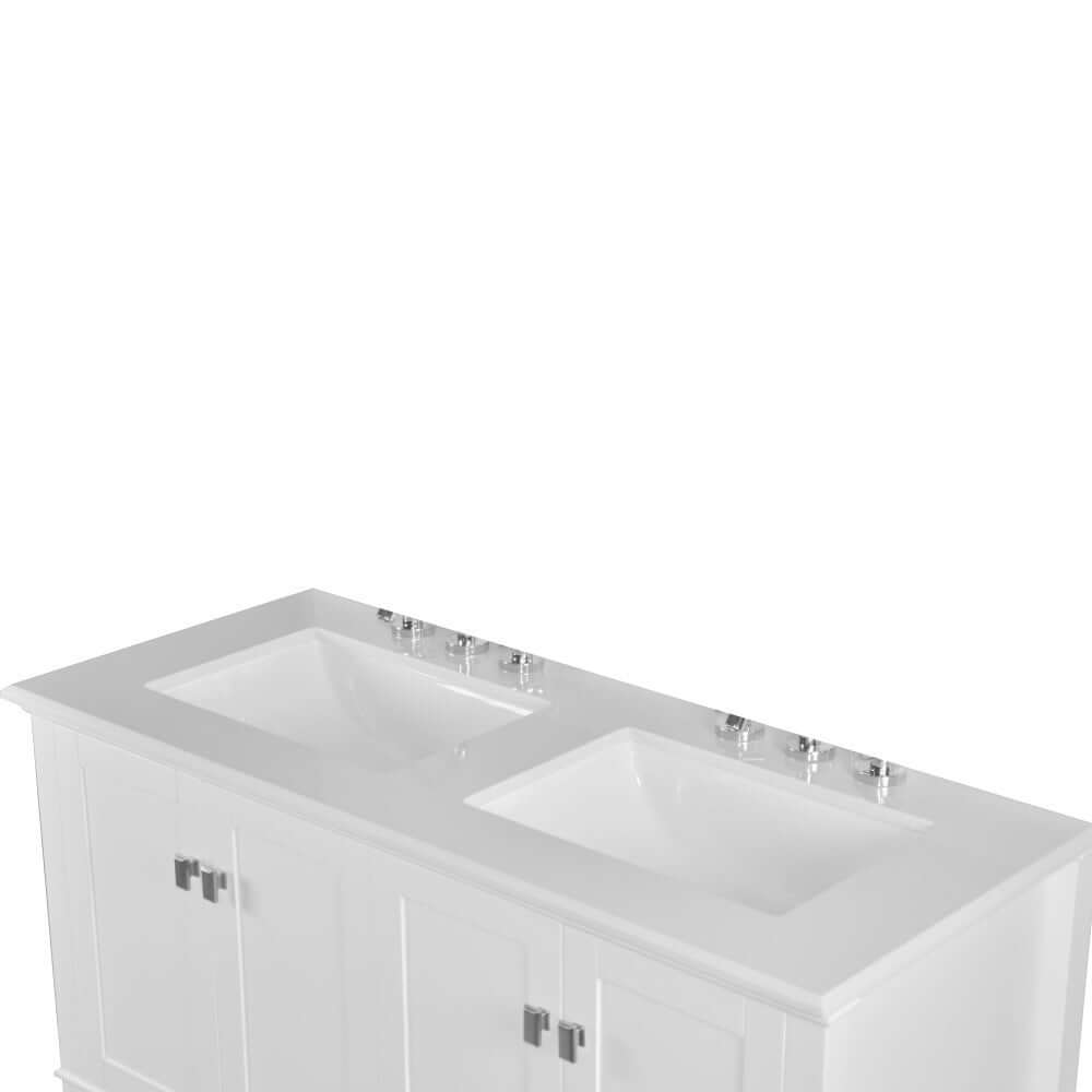 49" Double Vanity In White With Quartz Top - 800631-49D-WH