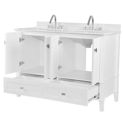 49" Double Vanity In White With Quartz Top - 800631-49D-WH