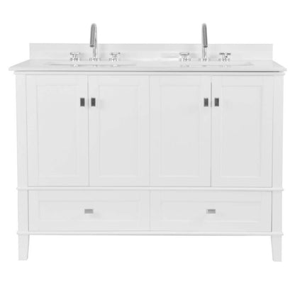 49" Double Vanity In White With Quartz Top - 800631-49D-WH