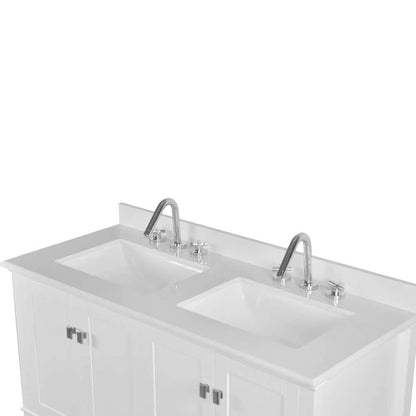 49" Double Vanity In White With Quartz Top - 800631-49D-WH