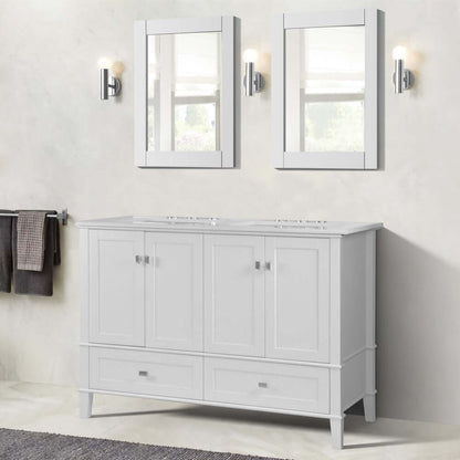 49" Double Vanity In White With Quartz Top - 800631-49D-WH