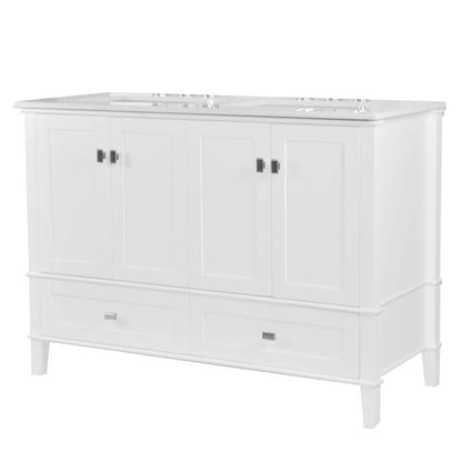 49" Double Vanity In White With Quartz Top - 800631-49D-WH