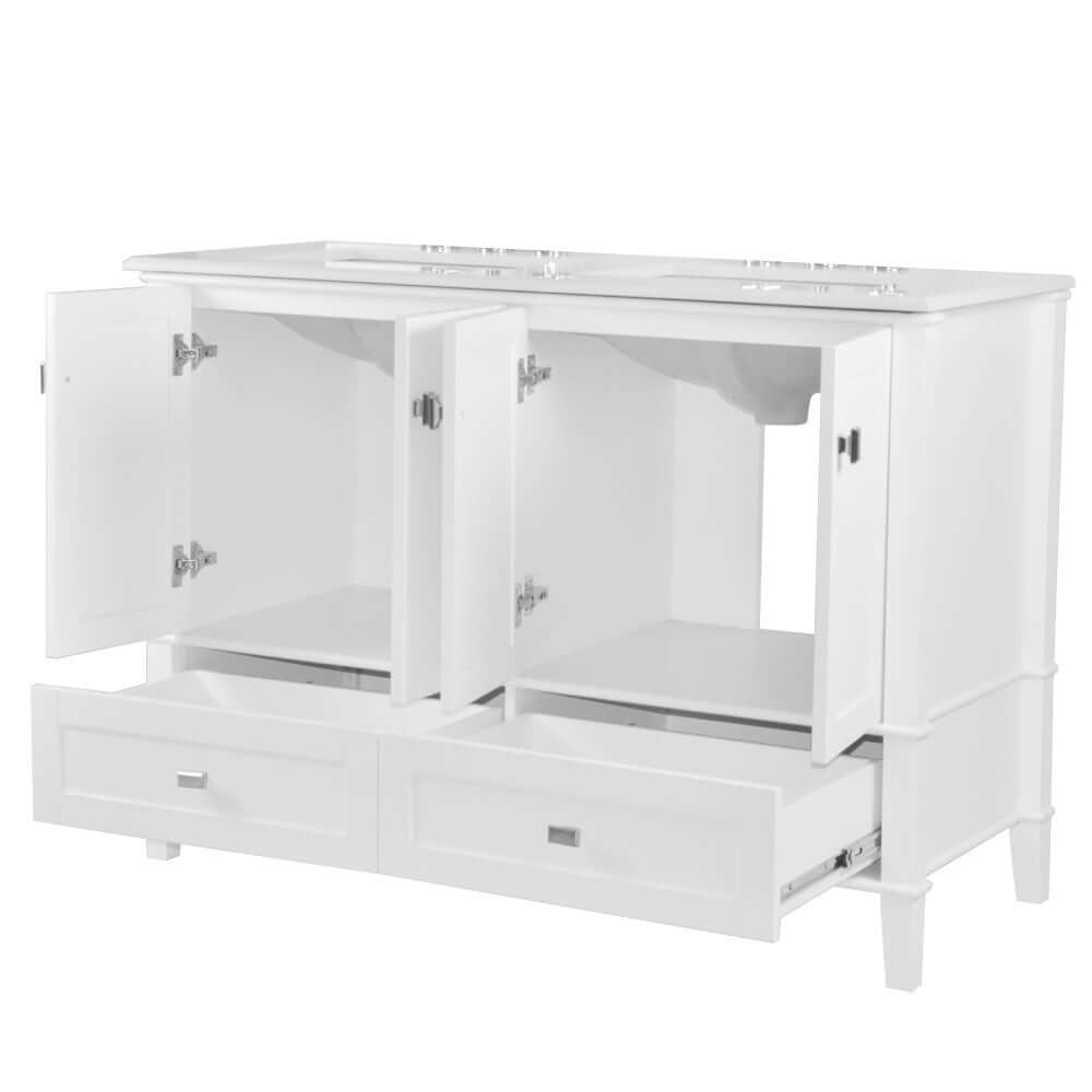 49" Double Vanity In White With Quartz Top - 800631-49D-WH