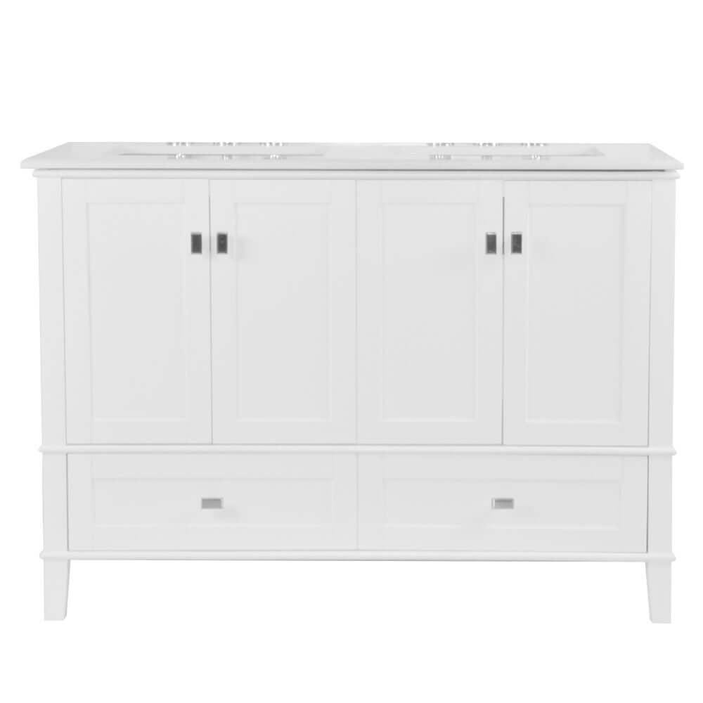 49" Double Vanity In White With Quartz Top - 800631-49D-WH