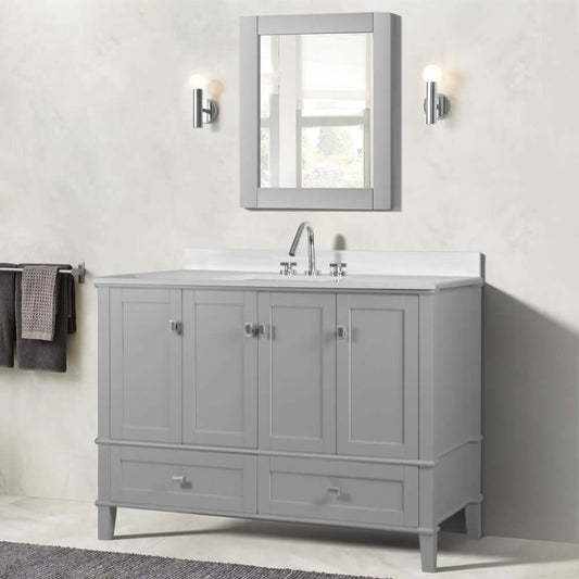 49" Single Vanity In L/Gray With Quartz Top - 800631-49S-LG