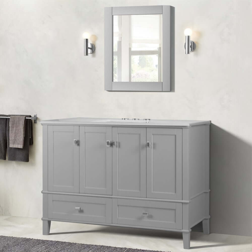 49" Single Vanity In L/Gray With Quartz Top - 800631-49S-LG