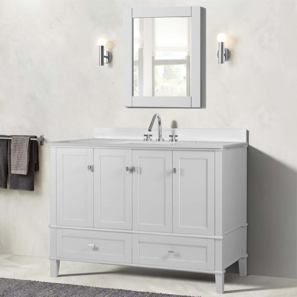 49" Single Vanity In White With Quartz Top - 800631-49S-WH