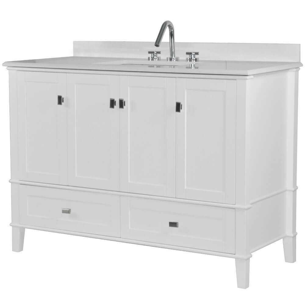 49" Single Vanity In White With Quartz Top - 800631-49S-WH