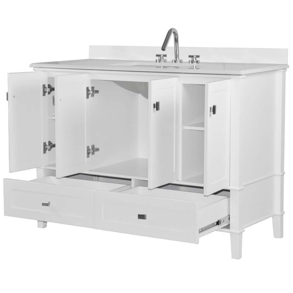 49" Single Vanity In White With Quartz Top - 800631-49S-WH