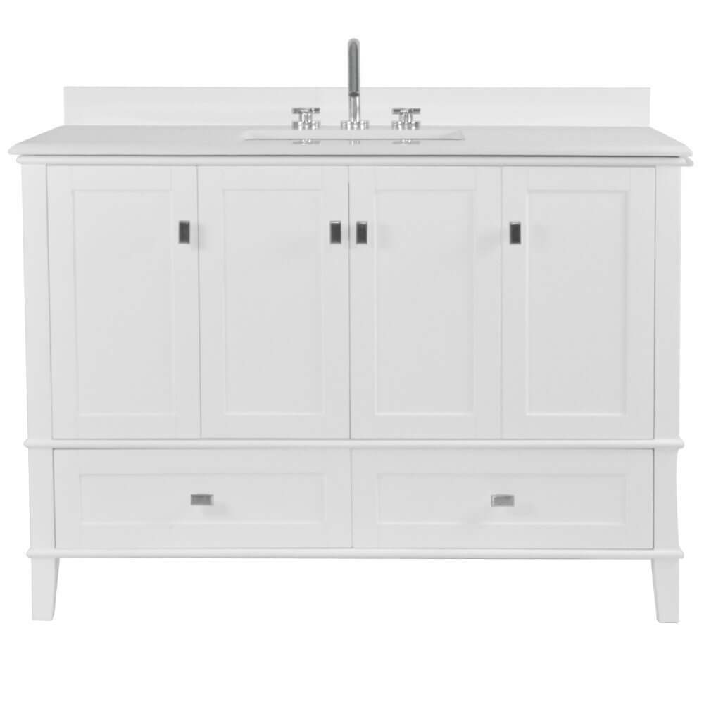 49" Single Vanity In White With Quartz Top - 800631-49S-WH