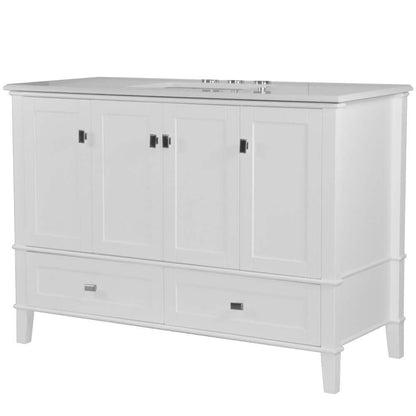 49" Single Vanity In White With Quartz Top - 800631-49S-WH