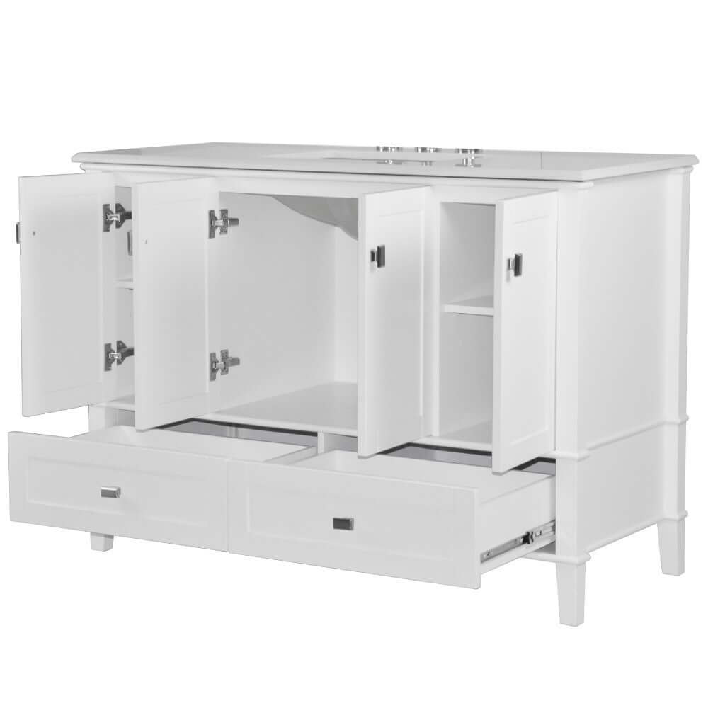 49" Single Vanity In White With Quartz Top - 800631-49S-WH