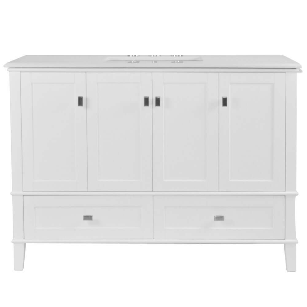 49" Single Vanity In White With Quartz Top - 800631-49S-WH