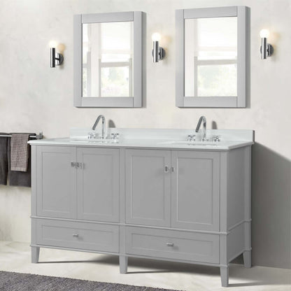 61" Double Vanity In L/Gray With Quartz Top - 800631-61D-LG