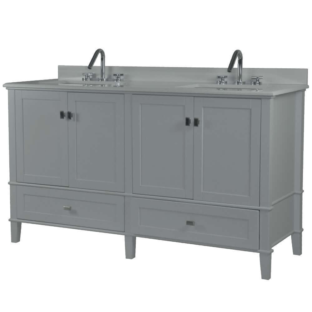 61" Double Vanity In L/Gray With Quartz Top - 800631-61D-LG