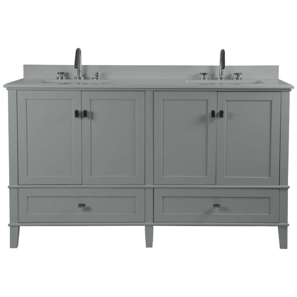 61" Double Vanity In L/Gray With Quartz Top - 800631-61D-LG