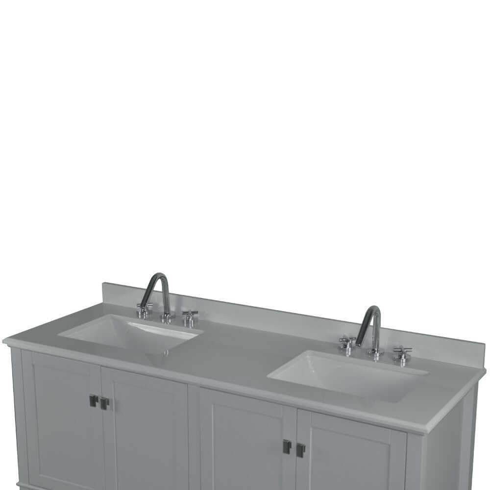 61" Double Vanity In L/Gray With Quartz Top - 800631-61D-LG