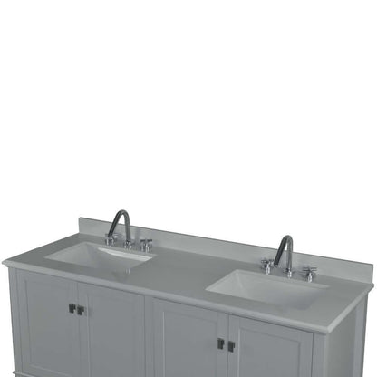 61" Double Vanity In L/Gray With Quartz Top - 800631-61D-LG