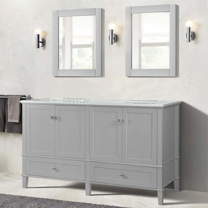 61" Double Vanity In L/Gray With Quartz Top - 800631-61D-LG