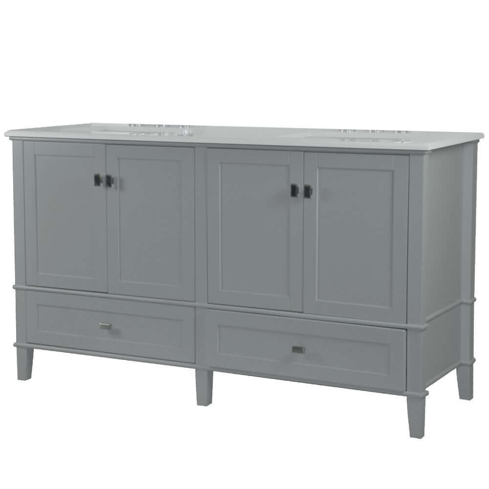 61" Double Vanity In L/Gray With Quartz Top - 800631-61D-LG