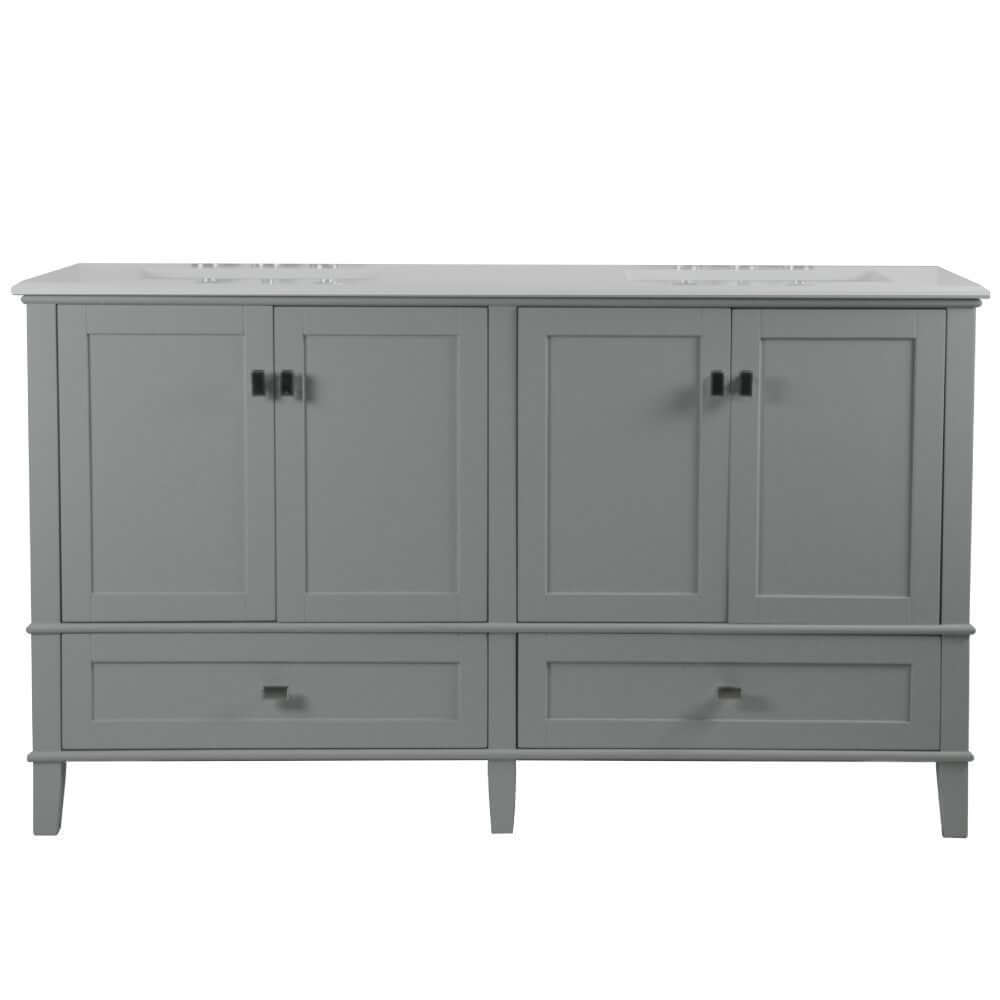 61" Double Vanity In L/Gray With Quartz Top - 800631-61D-LG