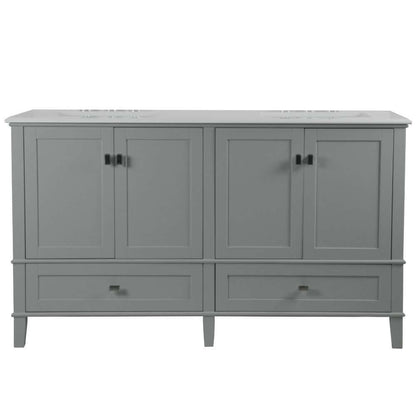 61" Double Vanity In L/Gray With Quartz Top - 800631-61D-LG