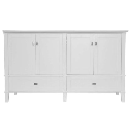 61" Double Vanity In White With Quartz Top - 800631-61D-WH